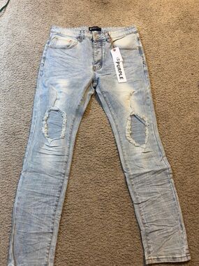 Purple Brand Light Blue Skinny Ripped Men's Jeans